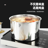 苏宁宜品 调味盒摆摊调料罐加厚不锈钢味盅带盖圆形猪油盆商用炖盅罐调料缸 带盖 [5件套] 22cm