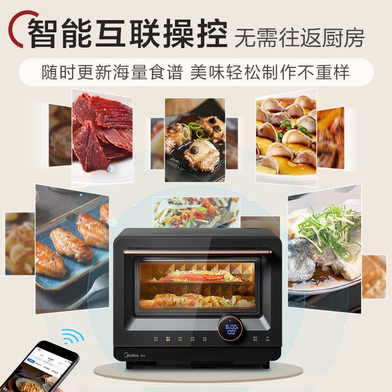 美的(Midea)微波炉 智能微蒸烤一体机 微波炉烤箱蒸箱家用多功能 燃卡变频 20L网红料理炉(PG2011W)图片