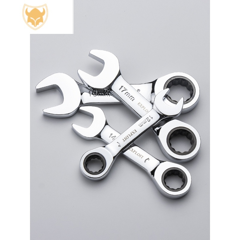 西默快速迷你短柄棘轮扳手开口梅花帮手省力两用机轮汽修板子工具套装