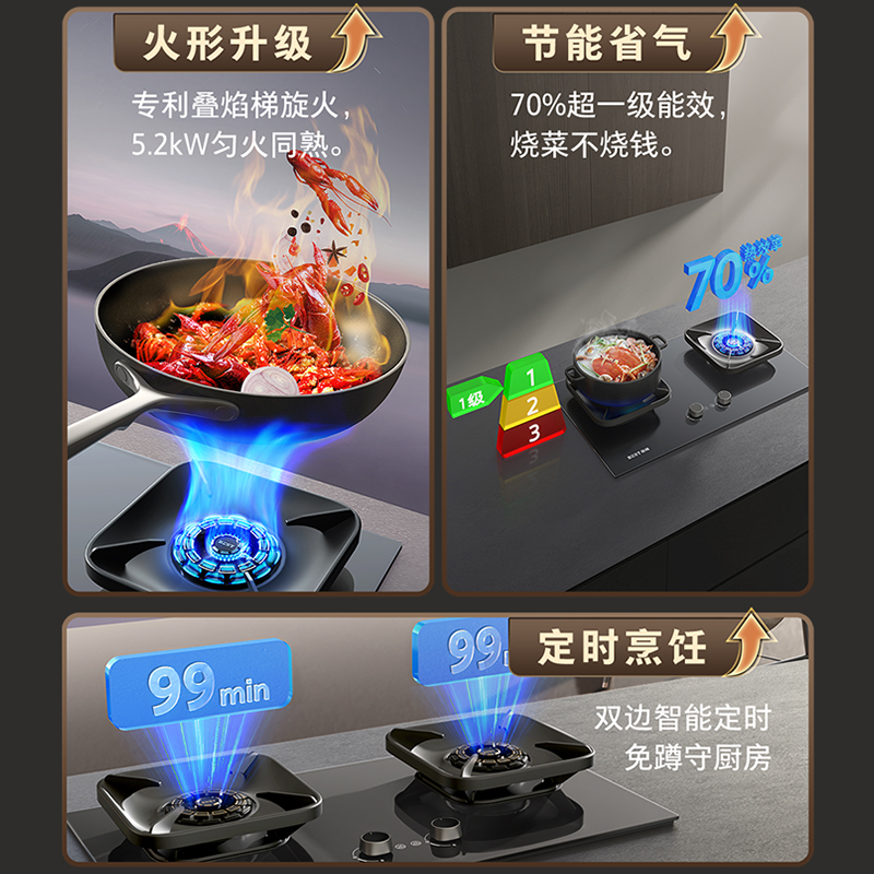 百得(BEST)华帝股份烟灶套装AC36+AQ35 26m³变频顶侧三吸900Pa静压烟灶联动5.0kW液化气高清大图