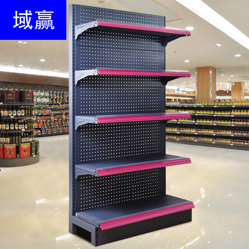 域赢超市货架便利店药店组合连体货架双面加厚款主架5层 900*900*1650高清大图