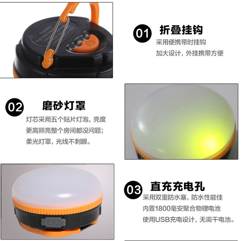 三极户外(Tripolar) TP2215 露营灯户外马灯led手提灯USB可充电多功能吸顶野营用品帐篷灯