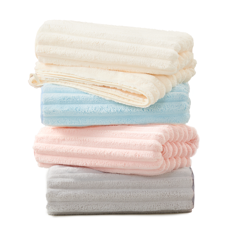 洁玉 简兮珊瑚绒加厚浴巾70*140cm 395g 1条装 J5015B 米色