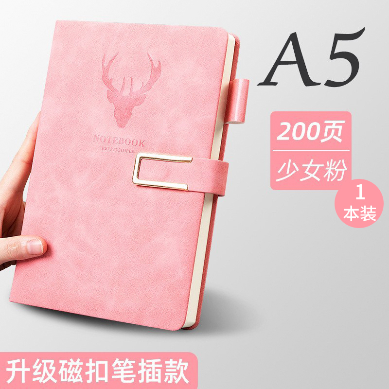 [补贴10%]A5超厚皮面笔记本子商务记事本2024年新款工作笔记办公用会议记录本加厚简约大学生考研B5笔记本子高清大图