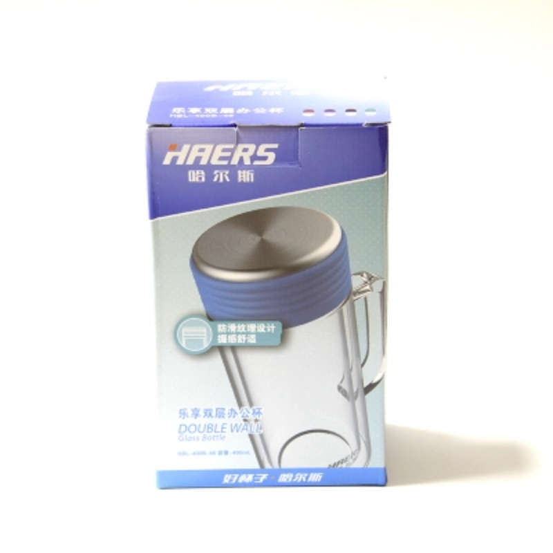 哈尔斯 乐享双层玻璃办公杯 HBL-400B-46 黑色 24只/箱(单位:箱)