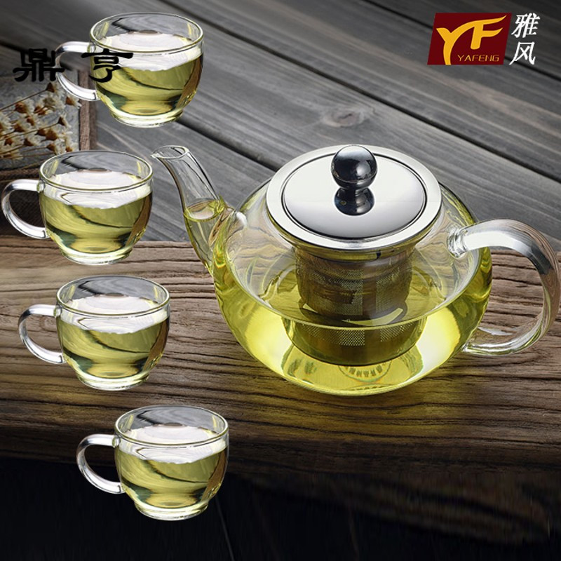 鼎亨耐高温玻璃茶壶加厚不锈钢过滤泡茶壶功夫红茶具家用玻璃水壶