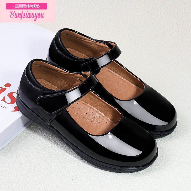 七斓女童黑皮鞋中学生表演鞋儿童公主单鞋校园舞台走秀鞋小女孩礼服鞋