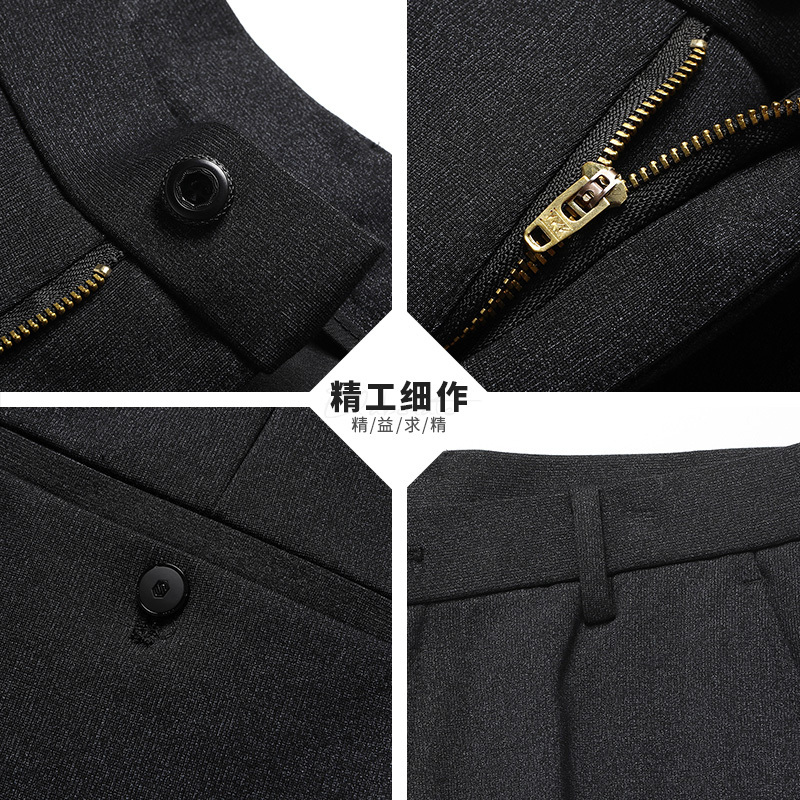 恒源祥毛呢西裤中年爸爸秋冬季加绒加厚款休闲裤子中老年磨毛男裤高清大图