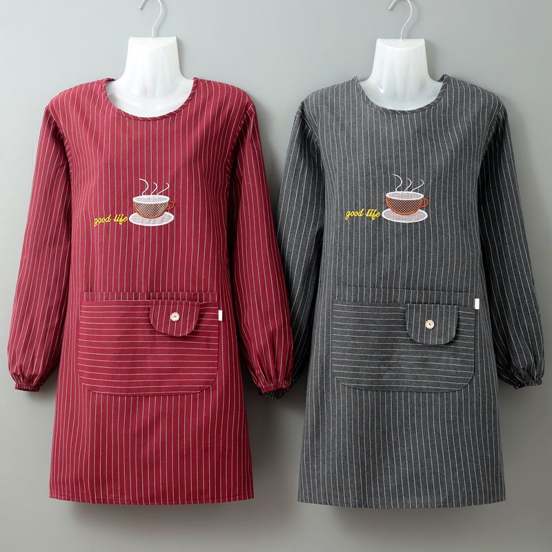 鱼丸围裙透气时尚罩衣女厨房做饭防油污大人上班穿围裙韩版网红工作服