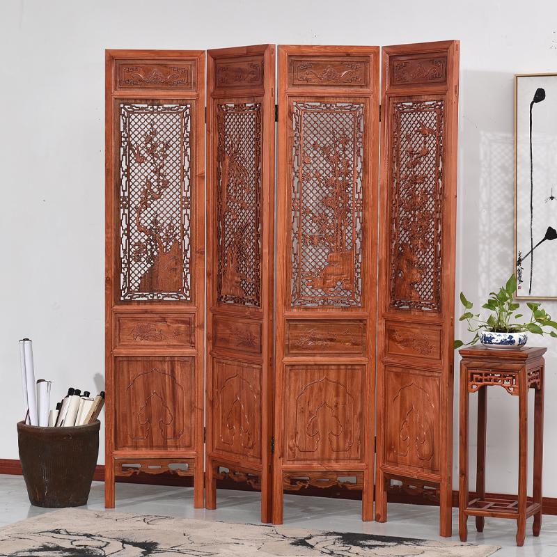 BONJEAN中式屏风隔断折屏推拉玄关办公室实木屏风镂空客厅移动高清大图