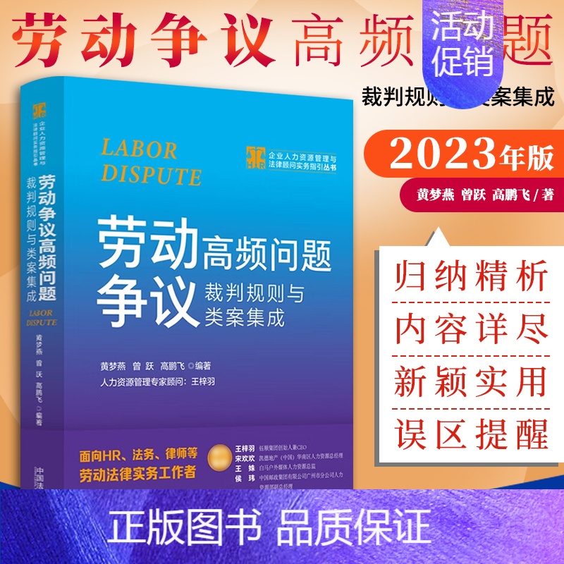 [正版]2023新书 劳动争议高频问题裁判规则与类案集成 黄梦燕 曾跃 高鹏飞 企业人力资源管理与法律顾问实务指引丛书高清大图