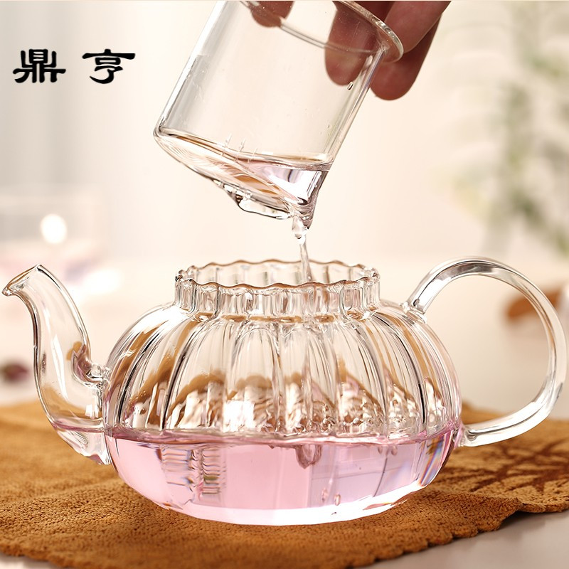 鼎亨茶壶玻璃过滤透明功夫耐热水果花茶普洱煮咖啡特价创意莲花