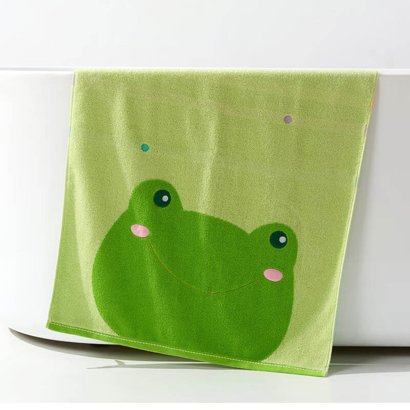 洁玉 开心乐园纯棉儿童浴巾 60cm*120cm 290g 绿色高清大图