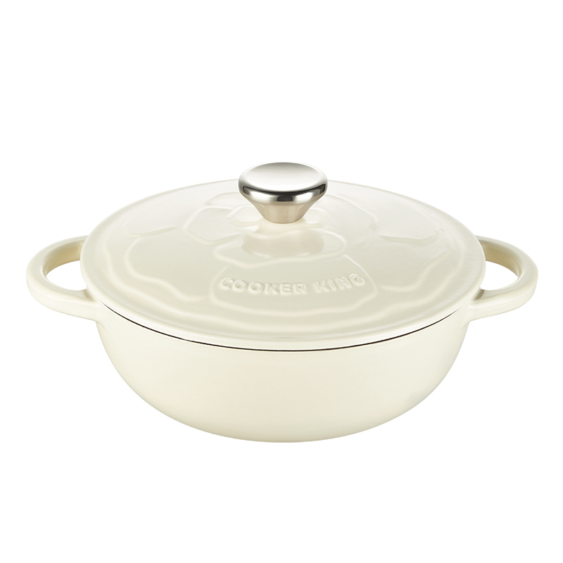 炊大皇(COOKER KING) 玫瑰珐琅汤锅22cm 白色 TG22MGB