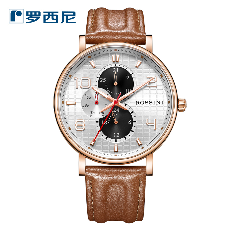 罗西尼rossini手表男士女士石英情侣腕表时尚运动学生防水钢带真皮