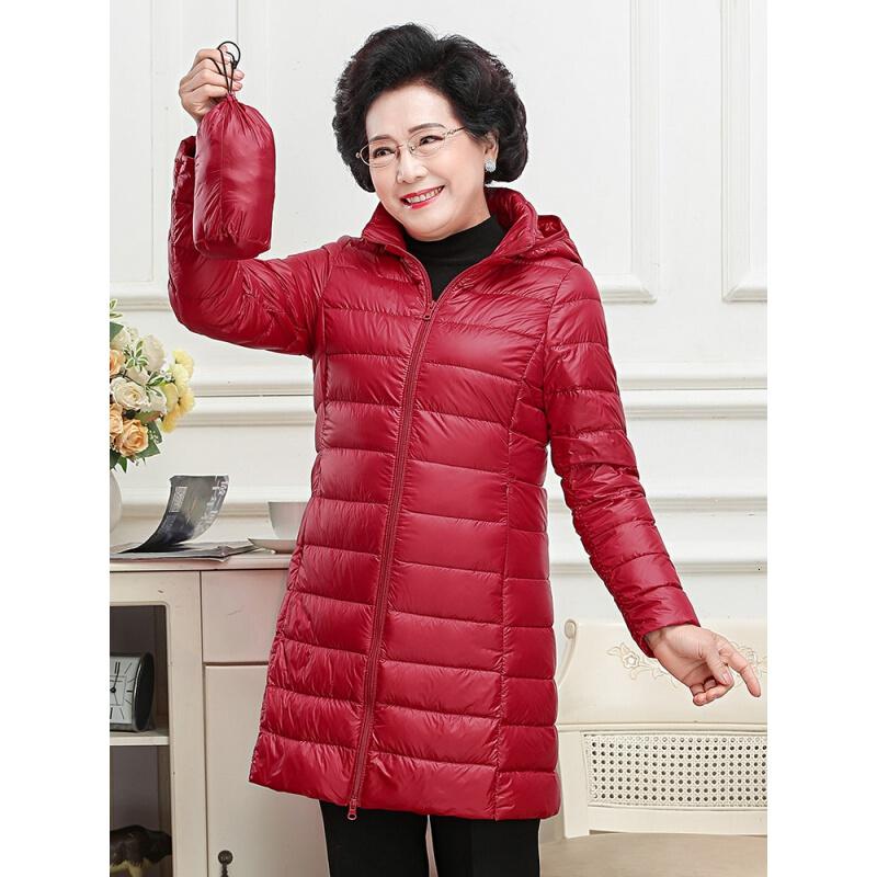 迪鲁奥(DILUAO)40岁50岁妈妈穿的羽绒服2021新款冬季女士服中老年妈妈装中长款轻薄大码可拆卸帽外套高清大图