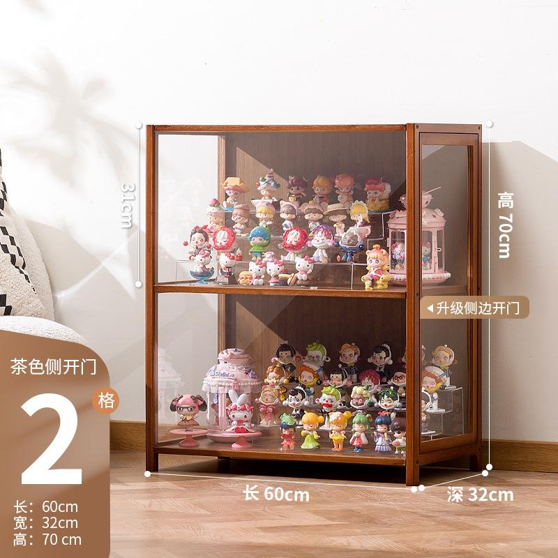 GongShuShi 手办柜玻璃展示柜钢制防尘透明模型收纳柜【茶色】二门60长 1个