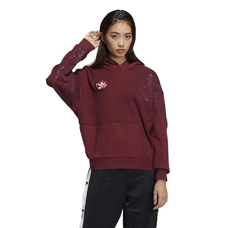 adidas阿迪达斯三叶草卫衣女装春秋季新款连帽运动套头衫hd0339