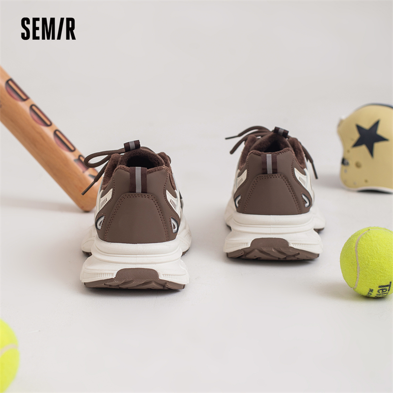 SEMIR女鞋2023冬季新款加绒加厚老爹鞋百搭秋冬款运动鞋休闲跑步鞋