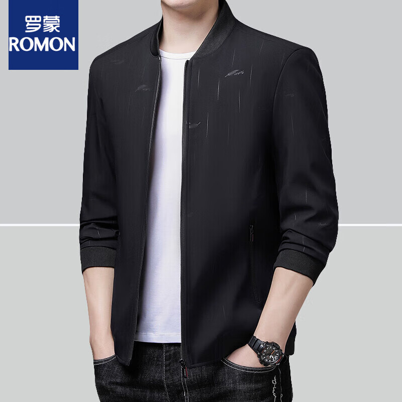 罗蒙282中老年人茄克40岁50爸爸装商务休闲外套男中年春秋夹克衫