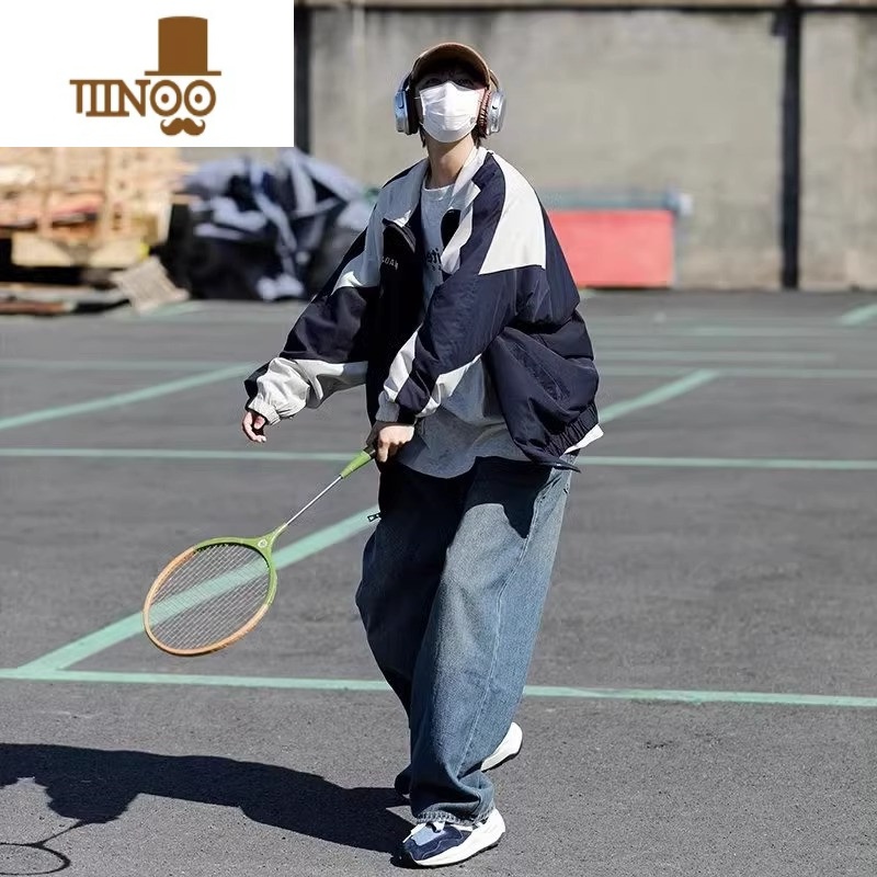 YANXU冲锋衣外套男美式户外潮牌痞帅撞色拼接宽松休闲棒球服夹克高清大图