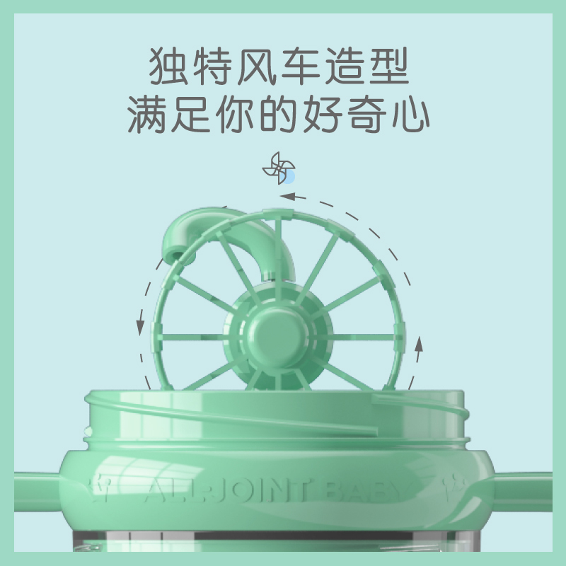 ALL-JOINT优仅儿童水杯学生水壶高颜值水杯吸管杯小风车喷水杯