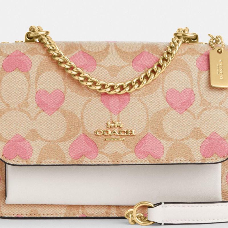 蔻驰coach心形印花标志性帆布时尚经典百搭休闲迷你klare斜挎包单肩包