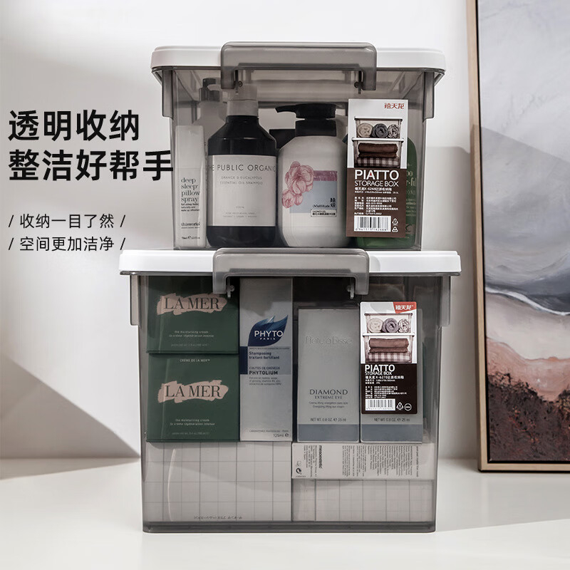 禧天龙(Citylong)X-6271正派收纳箱2个装(烟雾灰) 衣物书籍家用玩具整理箱高清大图