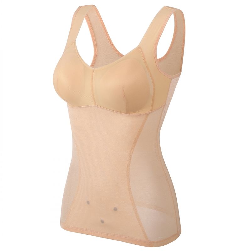 超薄款透气自带文胸塑身衣带胸垫背心一体式内衣收腹束腰美体塑形