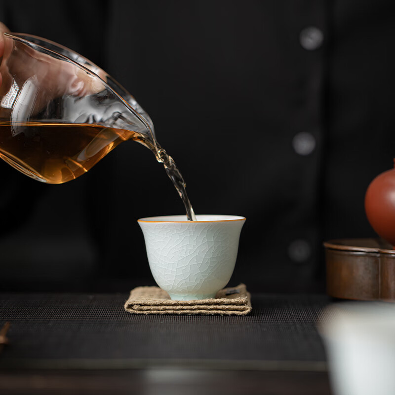 苏氏陶瓷(SUSHI CERAMICS) J1027 汝窑冰花铃铛杯礼盒套装 70ml*6 (单位:套)高清大图
