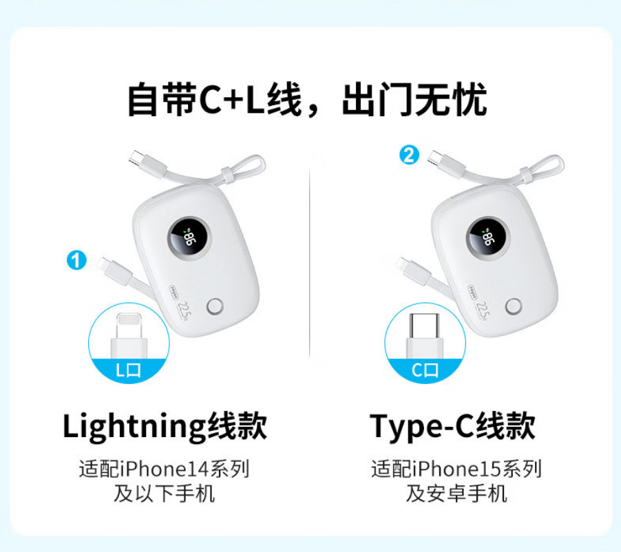 恩谷 ENGUE 22.5W超级快充移动电源EG-PD31 PD20W便携大容量多设备兼容安全快充高清大图