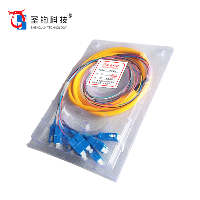 圣钧科技12芯sc单模束状尾纤光纤跳线条视频