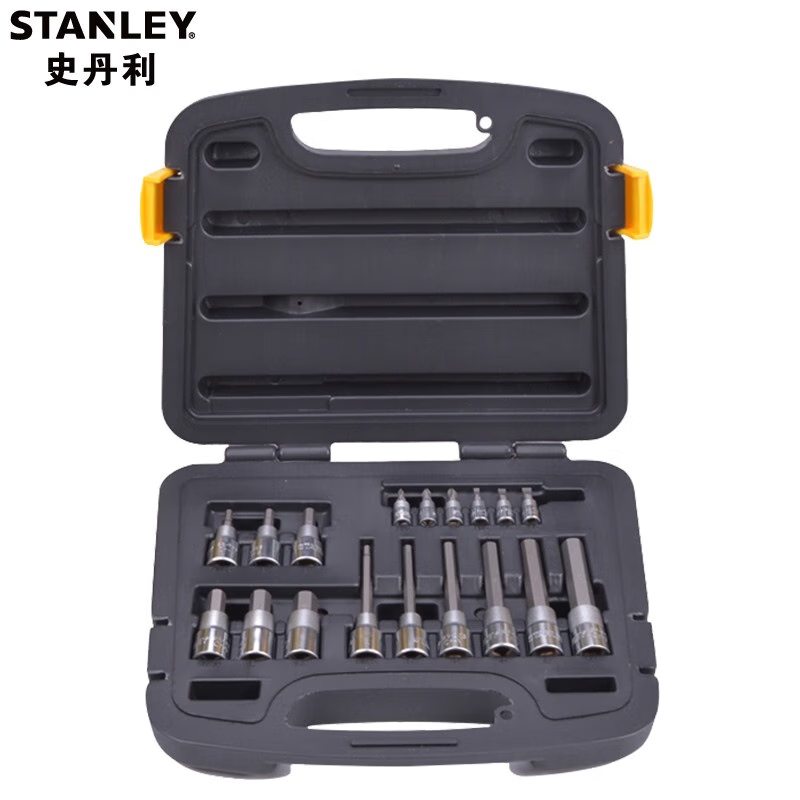 史丹利(STANLEY)91-941-22 18件套6.3MM12.5MM系列花形旋具套筒组套 汽修工具箱