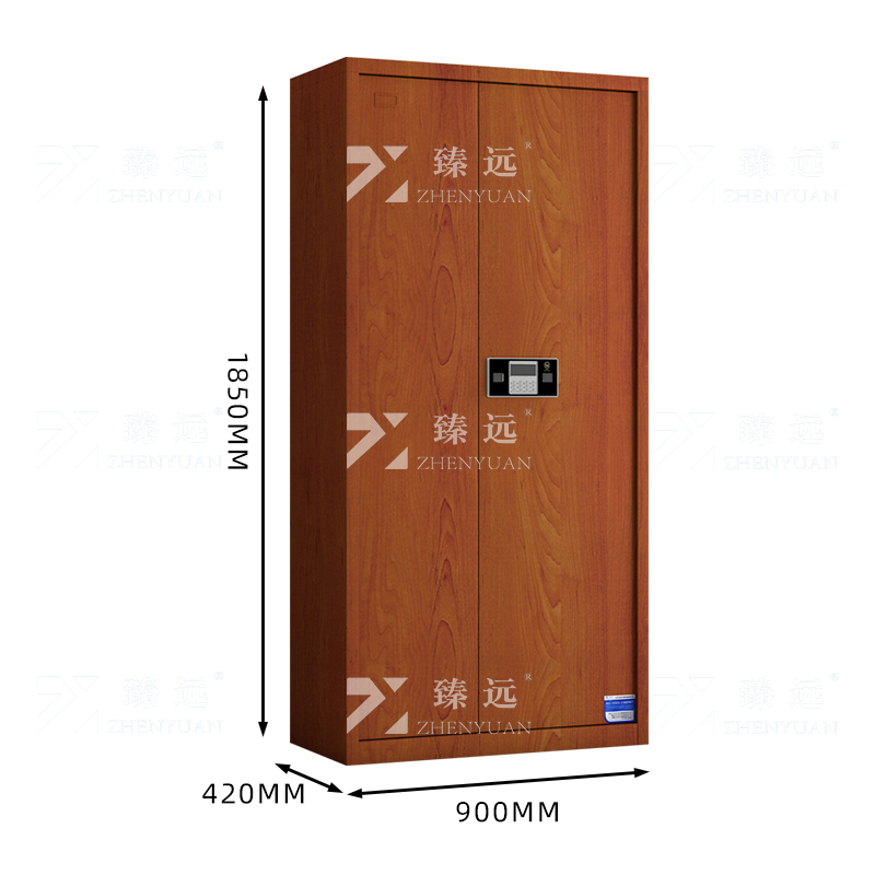 臻远 ZYJJ-80048 保密柜 红木纹通门电子锁 长900*宽420*高1850 单位:1台高清大图
