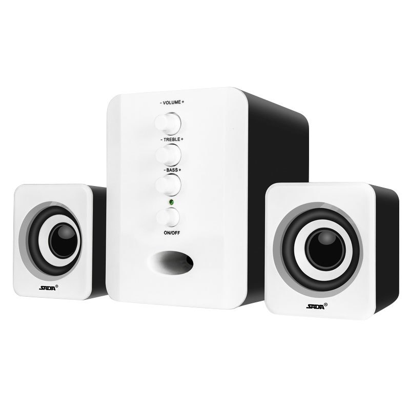 赛达D-202电脑音响台式家用笔记本低音炮3d环绕2.1声道有源音箱木质箱体立体声手机通用 有线版 黑白色