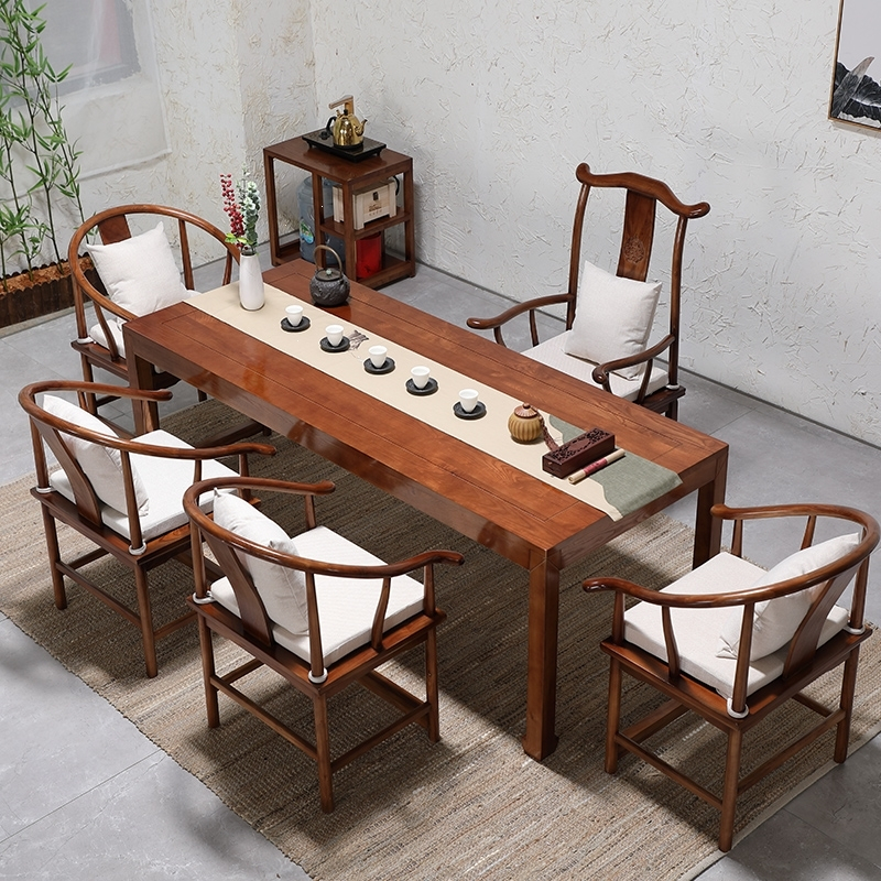 新中式会客茶桌椅藤印象组合简约现代功夫泡茶卓禅意茶道桌子茶艺台