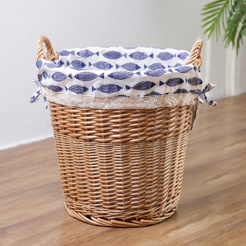 脏衣服收纳筐衣物篮家用布艺洗衣篮藤编脏衣篓大号放衣服的收纳筐 小号原木小鲸鱼