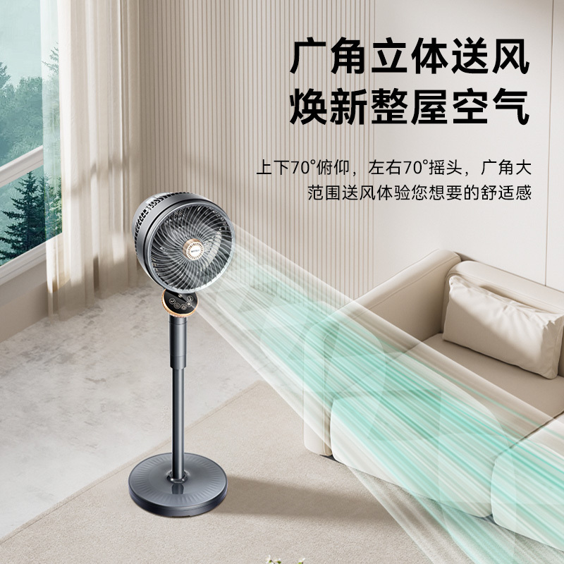 奥克斯(aux)电风扇家用空气循环扇节能遥控定时夜灯办公室立式三叶