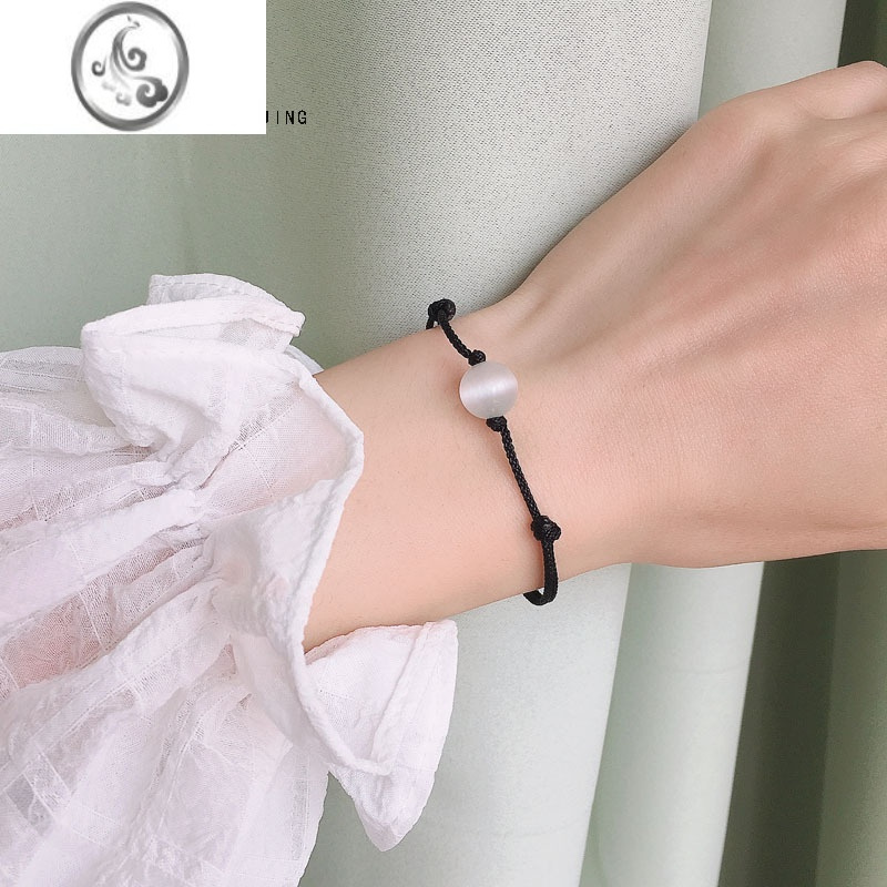 jimi猫眼石手链女生闺蜜学生轻奢小众简约仙女森系水晶手串简约冷淡风