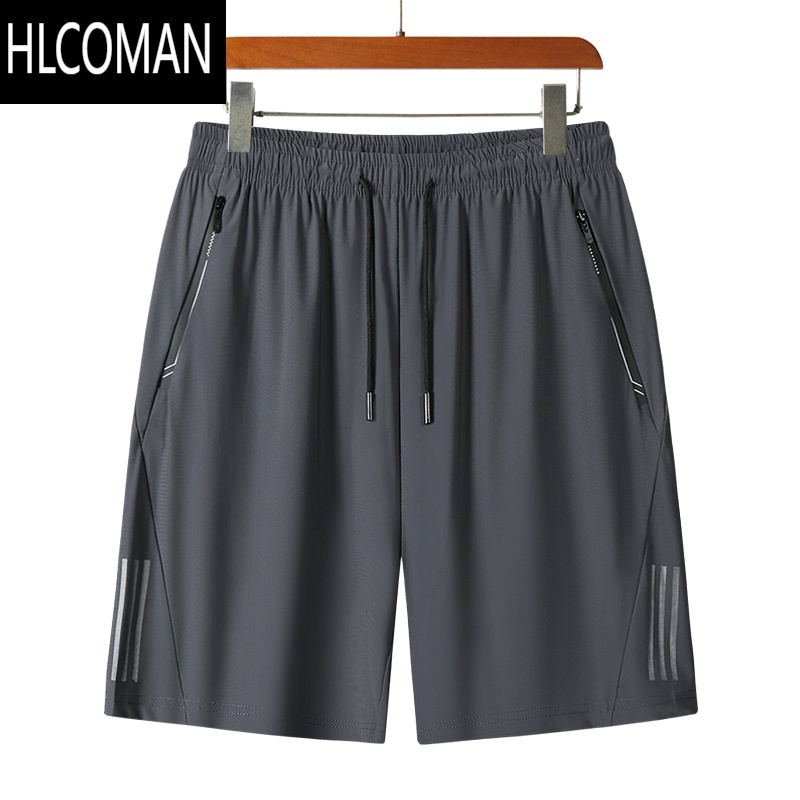 HLCOMAN特大码冰丝短裤男夏季弹力宽松休闲五分裤加肥加大速干运动大裤衩