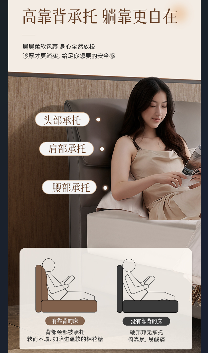 慕思V6牛皮床架高清大图