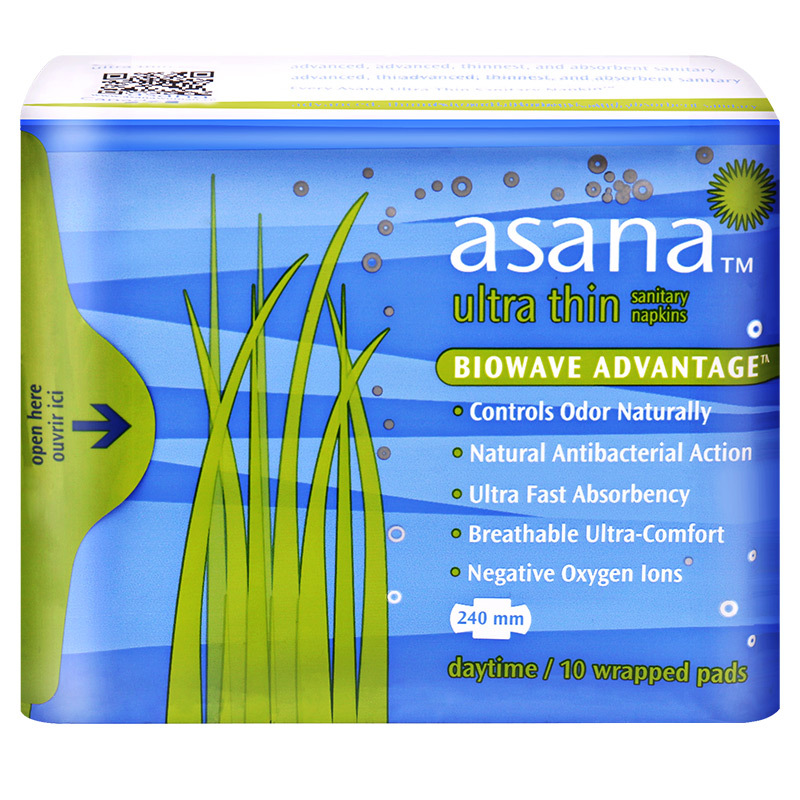 阿莎娜asana 加拿大原装进口超薄棉面日用卫生巾24CM10p