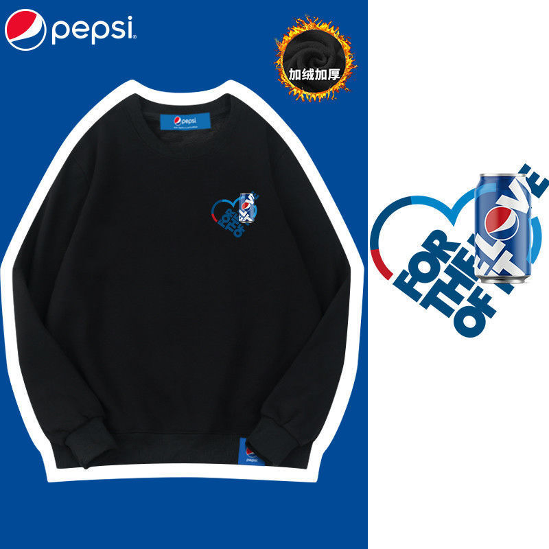 pepsi/百事正品潮牌圆领卫衣女秋冬季加绒加厚小众设计情侣款上衣