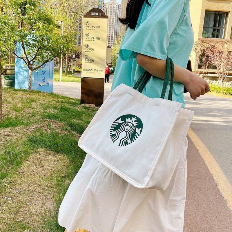 橘子TT1599 帆布包女百搭带饭手提包托特包学生补课手拎包上班族饭盒袋便当包