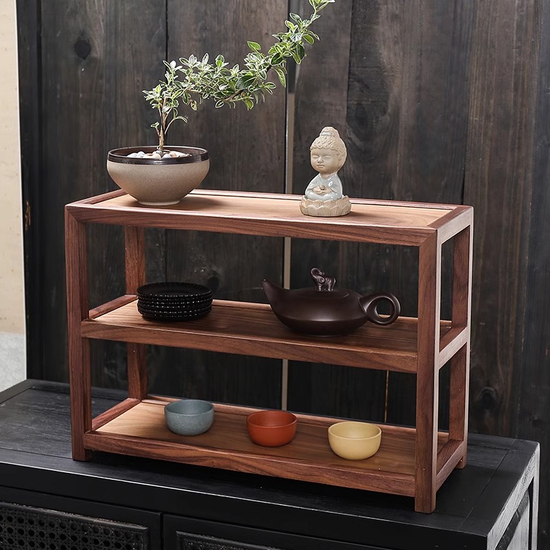 茶具茶壶茶桌置物架博古架 三层收纳架43*16*30cm