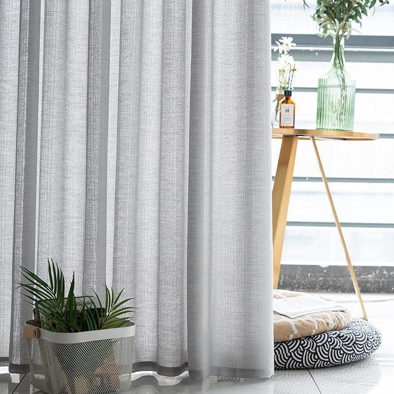 美帮汇小沙帘窗帘免打孔安装遮光魔术粘贴式纱帘自粘透光不透人白纱飘窗 粗麻纱--灰色 平铺宽1.2x高1.2--1片魔术贴