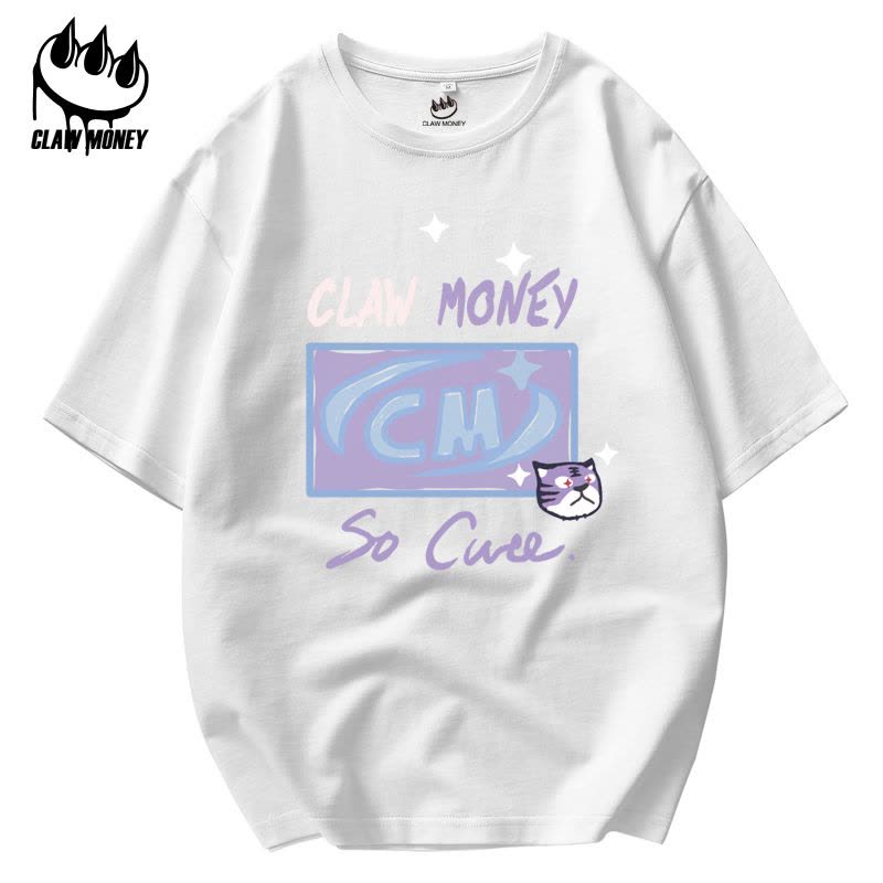 Claw money 夏季纯棉短袖T恤男时尚潮青年情侣上衣男士短袖圆领图片
