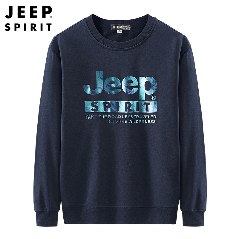 JEEP SPIRIT吉普卫衣男2021秋季新款宽松休闲圆领卫衣韩版百搭套头印花学生上衣