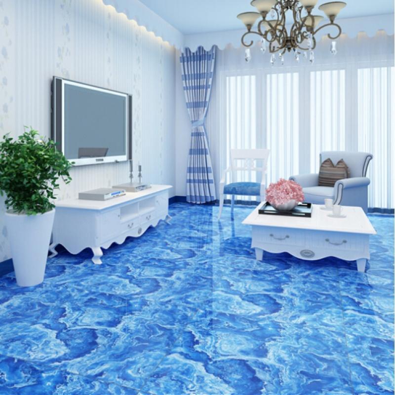 佛山热销电视背景墙客厅地砖灰木纹瓷砖蓝色海洋全抛釉防滑地板砖