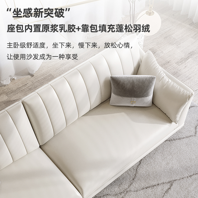 冬熊侘寂风北欧轻奢科技布皮沙发客厅小户型现代简约白色布艺沙发